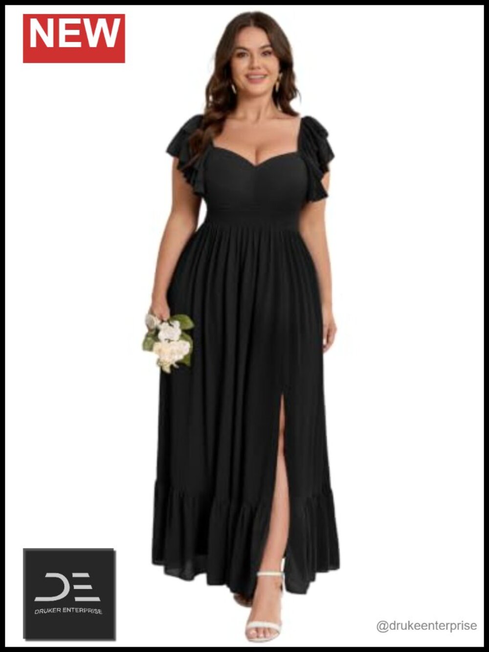 Plus Size Formal Maxi Dress Chiffon Ruffle Wedding Guest Bridesmaid